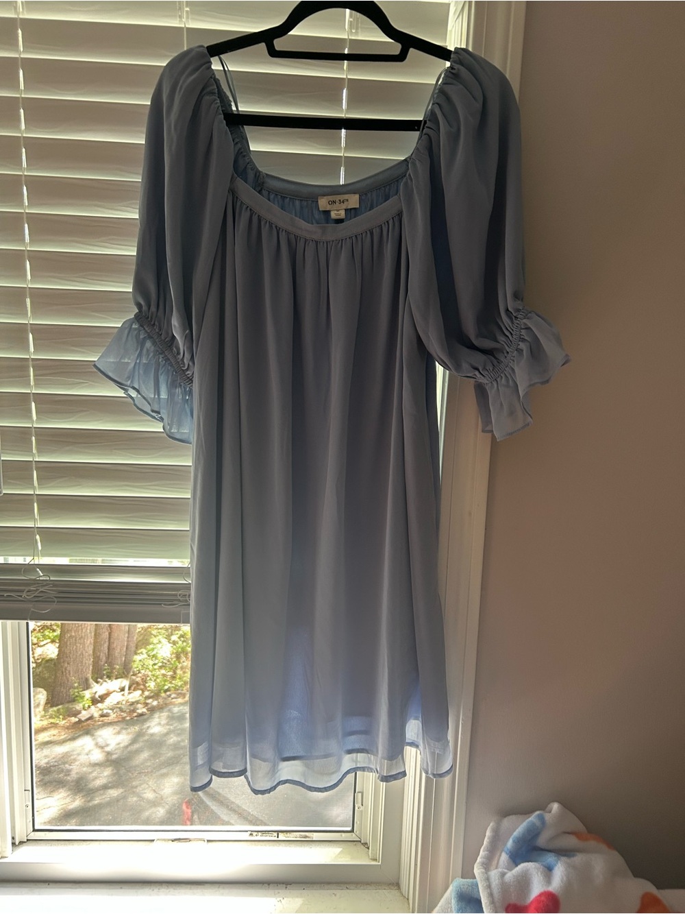 Light Blue Peasant Sleeve Women's Top